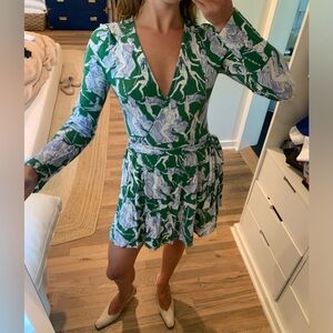 DESIGNER RHODE GREEN/BLUE WRAP DRESS XS